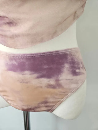 Purple Gradient Three-Piece Bikini 3pcs Tummy Cover Swimsuit with See-Through Mesh Skirt
