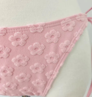 Flutter Flutter Flower Pink Three-Piece Bikini 3pcs Halter Neck Swimsuit