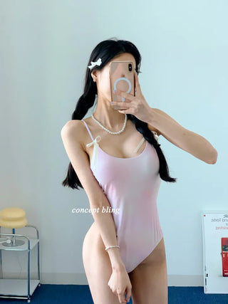 Pink Ribbon Dye Monokini Resort Look Vacation Look Ho-kang Festival Swimsuit