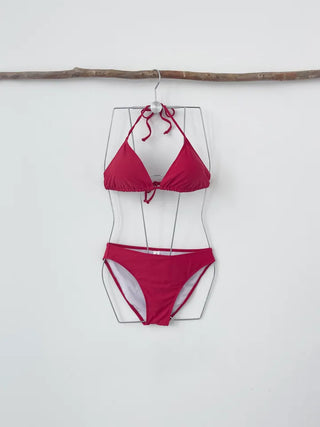 Red Poppies Bikini Cardigan Wrap Skirt Included 4 Piece Halter Neck Resort Vacation Swimsuit