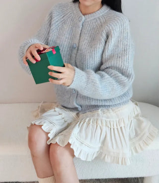 color heart button gradient fluffy thick winter sweater cardigan lovely round neck loose fit knit