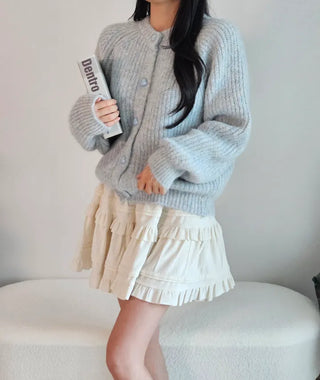 color heart button gradient fluffy thick winter sweater cardigan lovely round neck loose fit knit