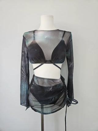 Gradient piece strap bikini resort look vacation look staycation string swimsuit