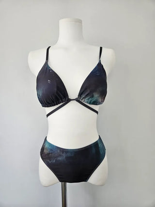 Gradient piece strap bikini resort look vacation look staycation string swimsuit
