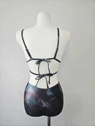 Gradient piece strap bikini resort look vacation look staycation string swimsuit