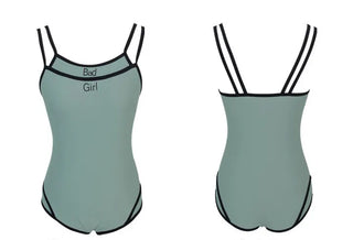 Bad Girl Swimsuit String Color Block Monokini Green Vacation Vacation Festival Look Square Neck Overseas Travel