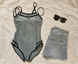 Bad Girl Swimsuit String Color Block Monokini Green Vacation Vacation Festival Look Square Neck Overseas Travel