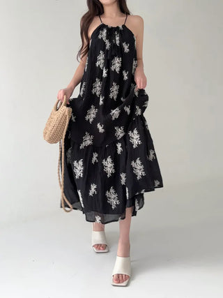 Resort long one-piece black sleeveless strapless wrinkle-free beach dress
