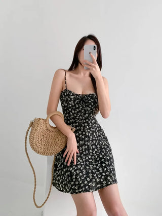 Black mini one-piece sleeveless nasi strap resort vacation look honeymoon beach trip vacation one-piece