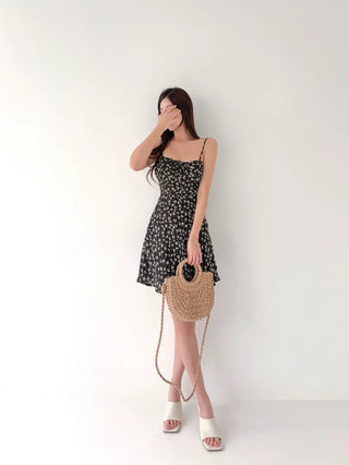 Black mini one-piece sleeveless nasi strap resort vacation look honeymoon beach trip vacation one-piece