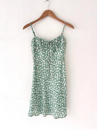 Green mini one-piece resort look vacation travel sleeveless nasi summer one-piece