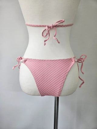 Sexy Cute Strawberry Beaded Point Bikini Pink White
