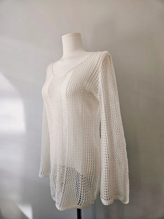 Mesh bikini cover-up delicate swimsuit bikini long sleeve top resort look vacation