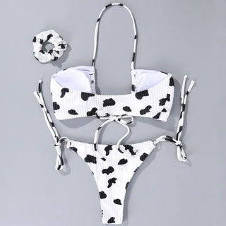 Cow Strap Bikini Thong Halter Neck Sexy Swimsuit