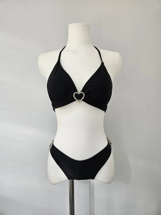 Heart Cubic Piece Bikini / Cardigan Included Swimsuit Cover-Up Vacation Piece