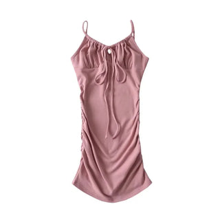 Slim-fitting cotton spandex strappy one-piece dress