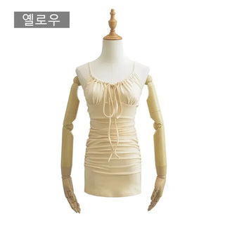 Slim-fitting cotton spandex strappy one-piece dress