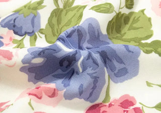 Pink and Blue Flower Pattern Mini Dress Chiffon Strapless Sleeveless Dress