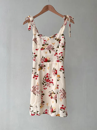 Sleeveless mini one-piece dress Slim floral banded one-piece dress