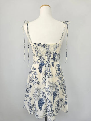 sleeveless fruit flower mini summer dress