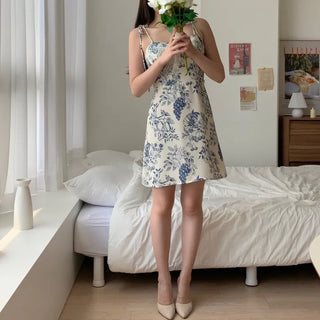 sleeveless fruit flower mini summer dress