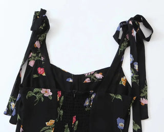ribbon-string nasi slim banding sleeveless black chiffon one-piece dress