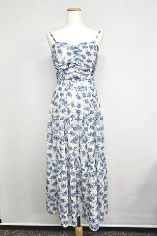 Sleeveless Strappy Floral Long Chiffon One-Piece / Beach Dress