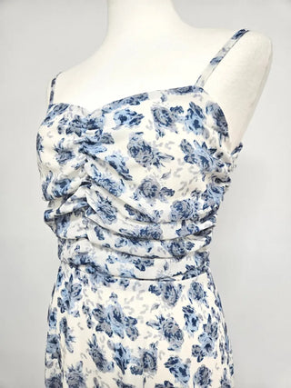 Sleeveless Strappy Floral Long Chiffon One-Piece / Beach Dress
