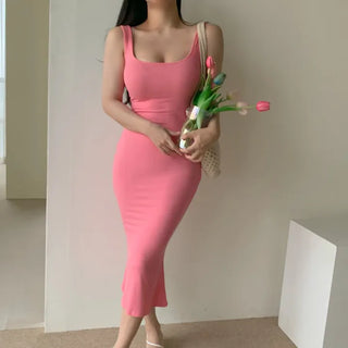 Golji mermaid square neck cotton spandex nasi sleeveless one-piece dress