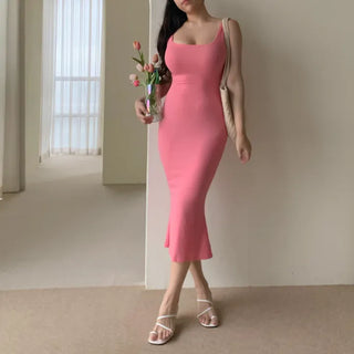 Golji mermaid square neck cotton spandex nasi sleeveless one-piece dress