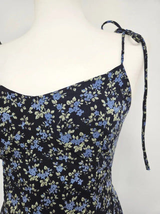 Strapless Sleeveless Frill Navy Chiffon One-Piece Dress