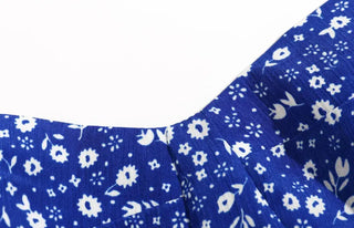 strapless sleeveless floral blue chiffon one-piece dress