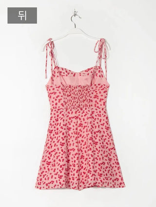 ribbon floral flower banding pink string nasi sleeveless mini one-piece dress