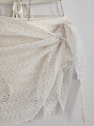 Light Beige High Waist Belly Cover Piece Bikini Strap Wrap Skirt Included Cover-Up Swimsuit Set