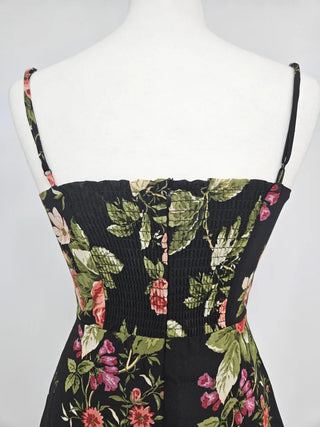 nasi sleeveless nasi king flower pattern flower mini slim chiffon one-piece