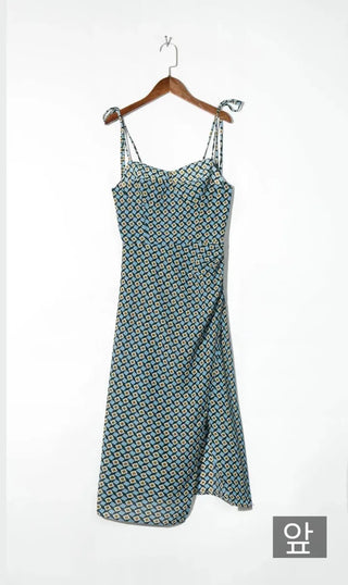 sleeveless nasi front slit retro diamond long one-piece dress