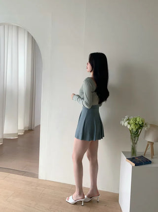 twist pastel long sleeve ballet core one-piece swimsuit