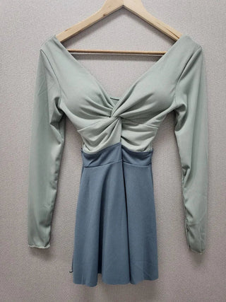 twist pastel long sleeve ballet core one-piece swimsuit