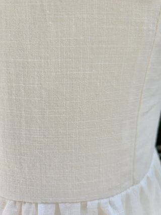 white linen girl cancan mini sleeveless string corset petite one-piece dress