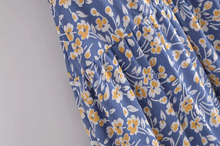 chiffon flower pattern nasi sleeveless long one-piece dress