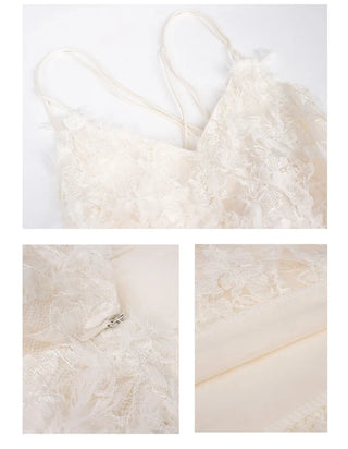 Backless Feather Strapless Sleeveless Strap One Piece