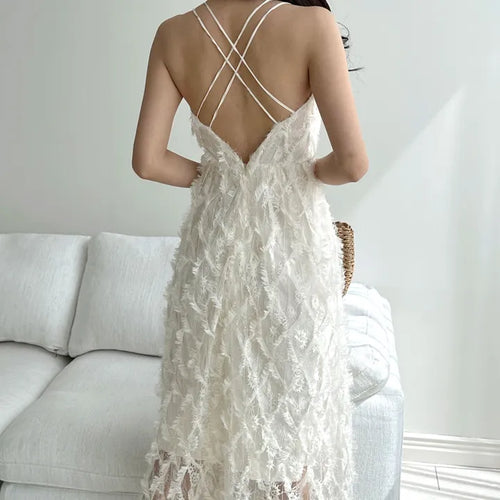 Backless Feather Strapless Sleeveless Strap One Piece