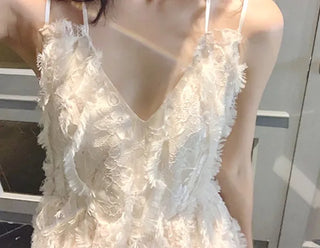 Backless Feather Strapless Sleeveless Strap One Piece