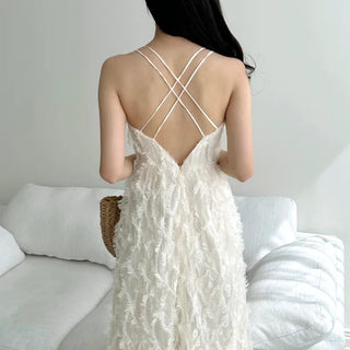 Backless Feather Strapless Sleeveless Strap One Piece