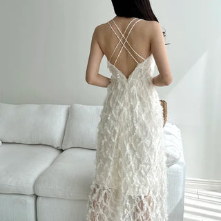 Backless Feather Strapless Sleeveless Strap One Piece