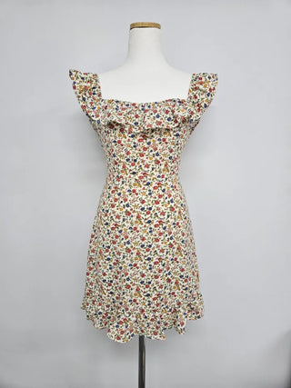 ivory flower off-shoulder mini slim one-piece dress