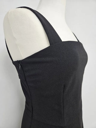 backless sleeveless nasi strap black long wide jumpsuit