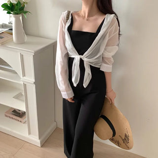 backless sleeveless nasi strap black long wide jumpsuit