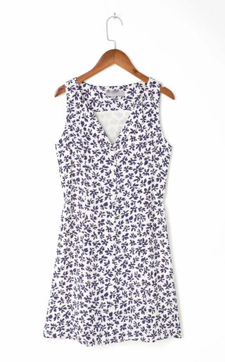 purple floral slim-line button-up one-piece dress