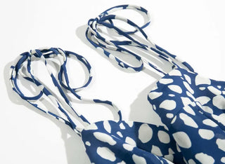 Slim Ribbon Strap Nashi Sleeveless Blue Polka Dot Long Team Chiffon One Piece